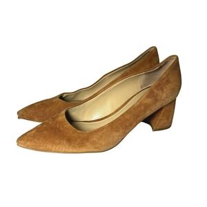 Marc Fisher LTD Zala Tan Suede Pointed Toe Block Heel Pumps Womens Size 8M
